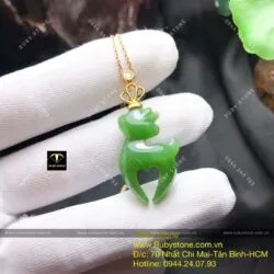 Mặt dây chuyền nai Ngọc bích, vàng 10k - Ảnh 4