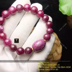 Vòng Ruby Nam Phi mix lu thống, bi vàng 24k - Ảnh 3