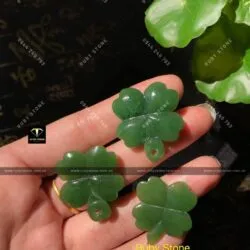 Mặt dây chuyền Ngọc bích cỏ 4 lá có cuống