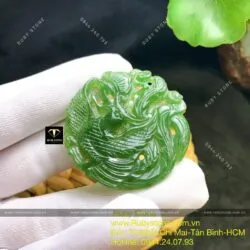 Mặt dây phượng hoàng ngọc bích Canada, KT 43mm - Ảnh 5