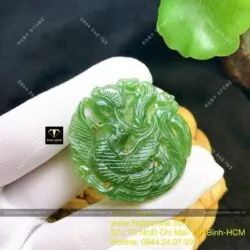 Mặt dây phượng hoàng ngọc bích Canada, KT 43mm - Ảnh 4