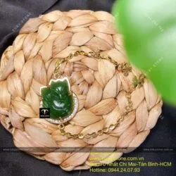 Lắc hồ ly Ngọc bích Canada, vàng 18k - Hình ảnh 7