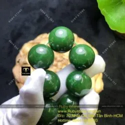 Vòng chuỗi Ngọc bích bông lý xanh 19 ly