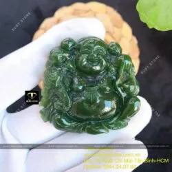 Phật Di Lặc ngọc bích Canada xanh đậm, KT 46mm - Ảnh 7