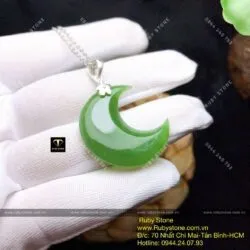 Mặt dây chuyền Trăng khuyết Ngọc bích, móc bạc - Hình ảnh 5