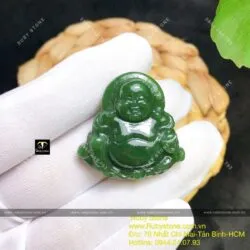 Phật Di Lặc ngọc bích Canada có hào quang, KT 30mm - Ảnh 6