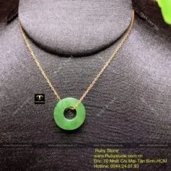 Mặt dây chuyền Đồng điếu Ngọc bích bản vuông, ĐK 15mm - Hình ảnh 9