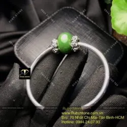 Kiềng tay bạc mix charm Ngọc bích - Hình ảnh 5