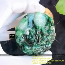 Tượng phật Mẹ Quan Âm liên hoa ngọc Cẩm thạch sơn thủy, KT 51mm