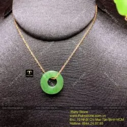 Mặt dây chuyền Đồng điếu Ngọc bích bản vuông, ĐK 15mm