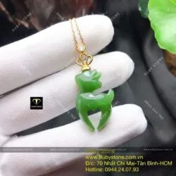 Mặt dây chuyền nai Ngọc bích, vàng 10k