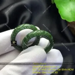 Nhẫn cặp Ngọc bích chạm khắc hoa văn màu đậm - Ảnh 7