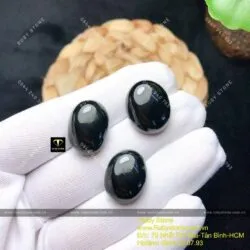 Mặt đá trang sức Ngọc bích đen Oval