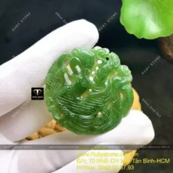 Mặt dây phượng hoàng ngọc bích Canada, KT 43mm - Ảnh 2