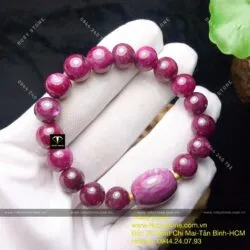 Vòng Ruby Nam Phi mix lu thống, bi vàng 24k - Ảnh 2