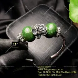 Kiềng bạc mix charm ngọc bích Canada