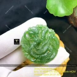 Mặt dây phượng hoàng ngọc bích Canada, KT 43mm