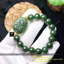 Vòng ngọc bích Canada mix Hồ ly, bi vàng 24k - Hình ảnh 5