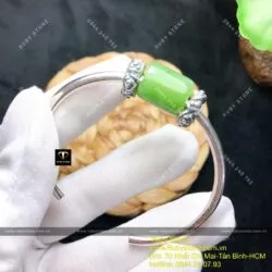 Kiềng bạc lu thống Ngọc bích vuông xanh lá - Ảnh 6
