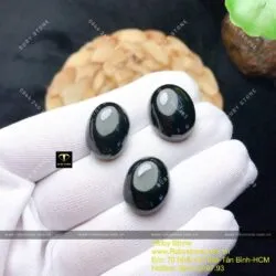 Mặt đá trang sức Ngọc bích đen Oval