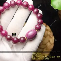 Vòng Ruby Nam Phi mix lu thống, bi vàng 24k - Ảnh 4