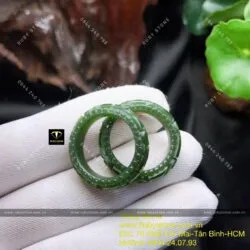 Nhẫn cặp Ngọc bích chạm khắc hoa văn màu đậm - Ảnh 8