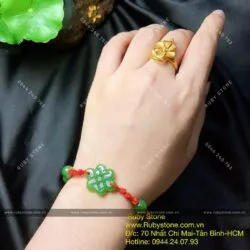 Vòng tay Đồng tâm kết Ngọc bích tết dây đỏ - Ảnh 7