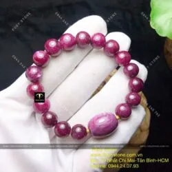 Vòng Ruby Nam Phi mix lu thống, bi vàng 24k - Ảnh 5