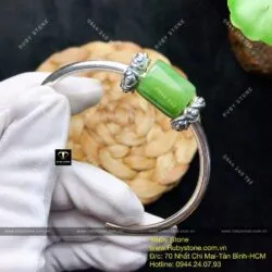 Kiềng bạc lu thống Ngọc bích vuông xanh lá