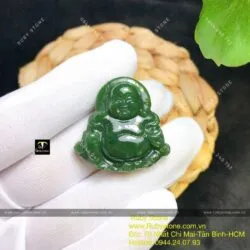 Phật Di Lặc ngọc bích Canada có hào quang, KT 30mm - Ảnh 3