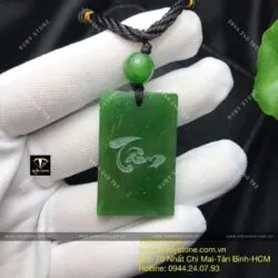 Mặt dây khắc chú “Ommani padme hum” ngọc bích Canada - Ảnh 3