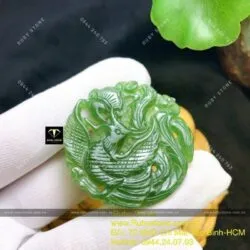 Mặt dây phượng hoàng ngọc bích Canada, KT 43mm - Ảnh 3