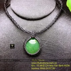 Mặt dây chuyền tròn Ngọc bích thắt dây tối giản, ĐK 23mm - Hình ảnh 6