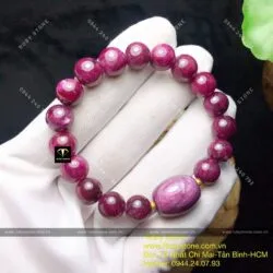 Vòng Ruby Nam Phi mix lu thống, bi vàng 24k
