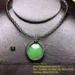 Mặt dây chuyền tròn Ngọc bích thắt dây tối giản, ĐK 23mm - Hình ảnh 7