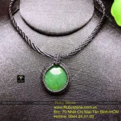 Mặt dây chuyền tròn Ngọc bích thắt dây tối giản, ĐK 23mm
