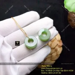 Mặt dây chuyền Đồng điếu Ngọc bích bản vuông, ĐK 15mm - Hình ảnh 2