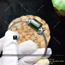 Kiềng tay lu thống Ngọc bích vuông sẫm màu - Hình ảnh 4