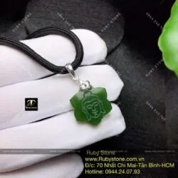 Mạn đà la khắc Lục tự minh chân ngôn Ngọc bích cho bé, KT 18mm