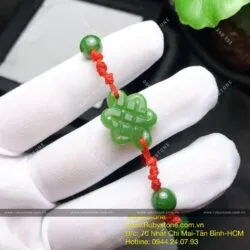 Vòng tay Đồng tâm kết Ngọc bích tết dây đỏ - Ảnh 2