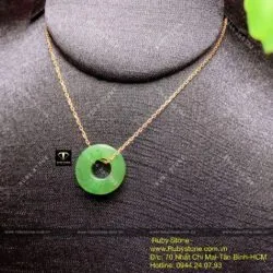 Mặt dây chuyền Đồng điếu Ngọc bích bản vuông, ĐK 15mm - Hình ảnh 7