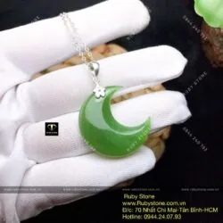 Mặt dây chuyền Trăng khuyết Ngọc bích, móc bạc - Hình ảnh 7