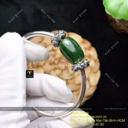 Kiềng tay bạc lu thống Ngọc bích thon đậm màu - Ảnh 2