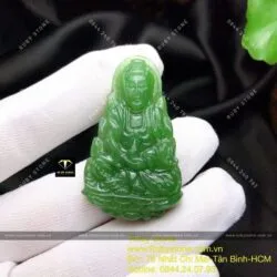 Phật Quan Âm ngọc bích Canada xanh lá, KT 43mm