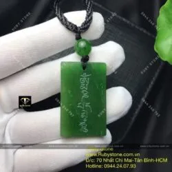 Mặt dây khắc chú “Ommani padme hum” ngọc bích Canada - Ảnh 2