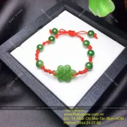 Vòng tay Đồng tâm kết Ngọc bích tết dây đỏ - Ảnh 4