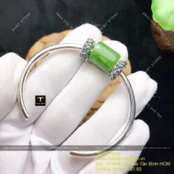 Kiềng bạc lu thống Ngọc bích vuông xanh lá - Ảnh 4