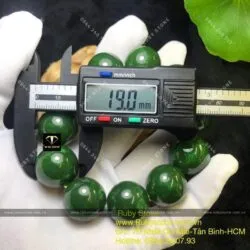 Vòng chuỗi Ngọc bích bông lý xanh 19 ly