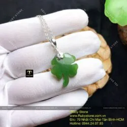 Mặt dây chuyền cỏ 4 cánh Ngọc bích, móc bạc - Hình ảnh 6