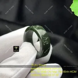 Nhẫn Ngọc bích khắc chú “Om mani Padme Hum”, bản 7 ly - Hình ảnh 3